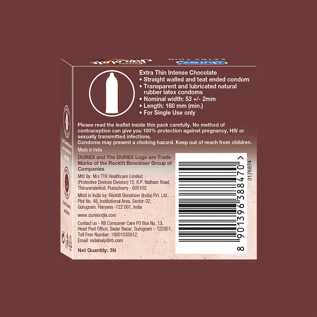 Durex Extra Thin Intense Chocolate Flavoured - 3 Condoms - Image 4
